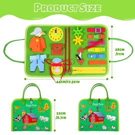 Busy Board Sensory Toys for Babies, 6 in 1 Toddlers Toys Sensory Activity Board Preschool Educational Toys for Learning Fine Motor Skills Toddler Travel Toys for 1+ Year Old Girls Boys