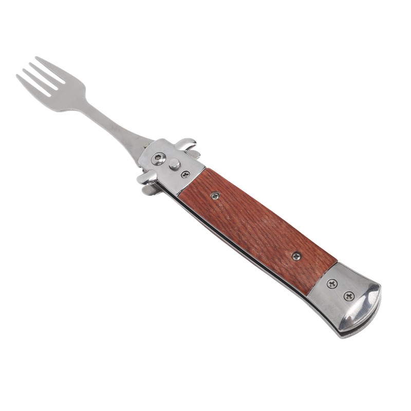Spring Fork Rosewood Handle Stainless Steel Foldable Spring Fork for