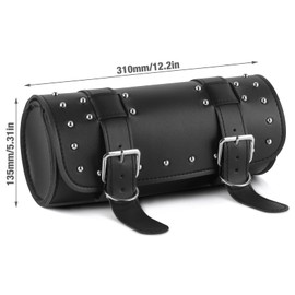 IWILCS Universal Motorcycle Saddle Bag, Motorcycle Tool Bag, Motorcycle PU Leather Waterproof Tool Bag, Round Saddle Bags, Fashionable Motorcycle Storage Bag, Black