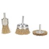 3pc Rotary Brass Coated Steel Wire Brush Set Metal Polishing