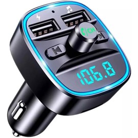 Bluetooth 5.3 Car Charger Adapter, Bluetooth FM Transmitter for Car MP3 Player FM Transmitter, Hands-Free Calling, Dual USB Ports Connect Your Smartphone to Your Car Stereo,USB Disk