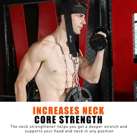 Neck Harness, Increases Neck Core Strength and Supports Injury Recovery - Neck Exerciser with 30" Heavy Duty Steel Chain, Adjustable Head and Chin Neoprene Strap, Neck Trainer for Home and Gym