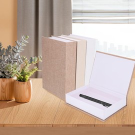 TOPBATHY 3pcs Faux Books Decorative Linen Book Boxes, Assorted Colors, Coffee Table Decor, Modern Box Stack for Home, Office, Shelf, Gift, 8.66 X 6.1 X 1.77 Inches