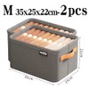 Foldable Fabric Clothes Storage Box with Handle, Gray Wardrobe Organizer