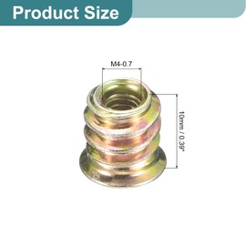 sourcing map 60Pcs Threaded Inserts, M4-0.7x10 Zinc Plated Carbon Steel Hex Socket Drive Screw-in Nut Threaded Inserts for Wood Working Tools and Accessories