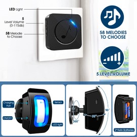 Wireless Motion Sensor LED Light - Motion Detector Alarm with 500 FT Range Loud Chimes Security Alert Monitor System for Home, Store, Office, and School