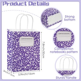 X-Kingsun 48Pcs Back to School Teacher Appreciation Gift Bags with Handle Composition Book Paper Treat Bags for Graduation Teachers Thank You End of the Year First day of Schools Supplies Supplies