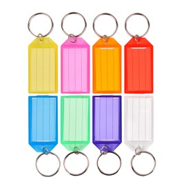 Simetufy 100 Pcs Plastic Key Tags with Labels, Key Labels with Ring and Label Window, 8 Assorted Colors, Key Identifiers for Luggage, USB Drive, Backpack