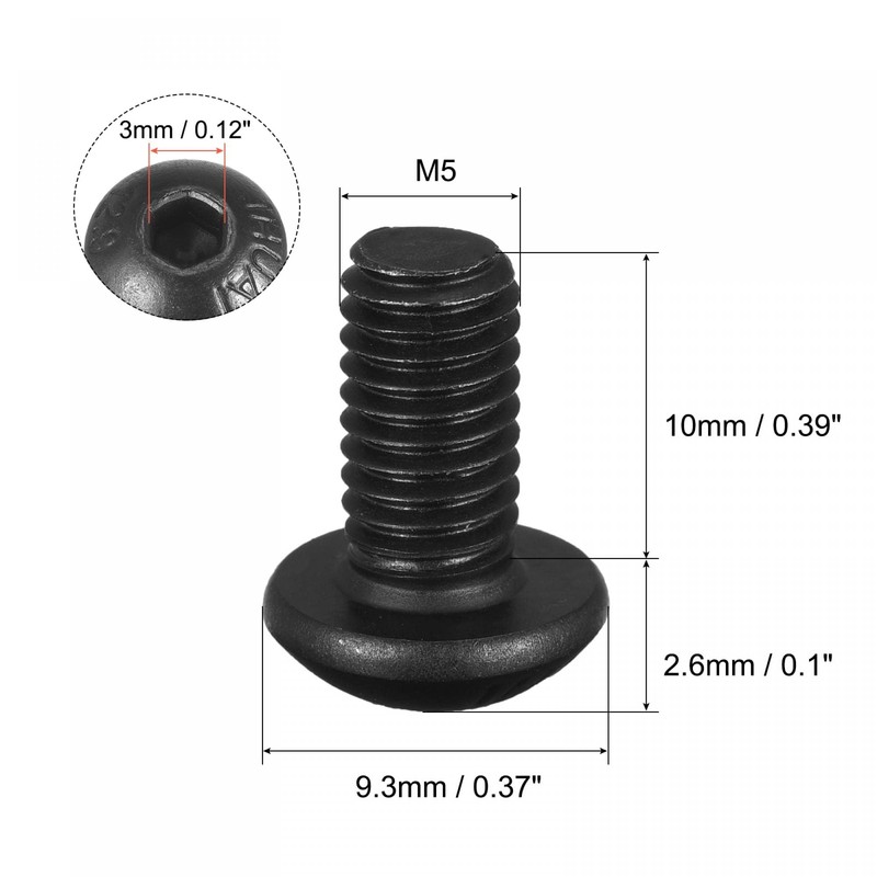 TA-VIGOR 50Pcs M5 x 10mm Alloy Steel Button Head Hex