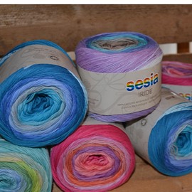 100% Organic Cotton, Multicolour Yarn, 125 g, 450 m, Needles 2.5-3, Sesia Iride, Fantasy Yarn for Knitting and Crochet (1, Multicoloured - 0470)