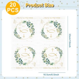 Pack of 20 Napkins Communion 33 x 33 cm Eucalyptus Green 3-Ply Beautiful Dass Du Da Bist Christening Decoration Communion Christening Confirmation Decoration Other Festive Occasions Table Decoration