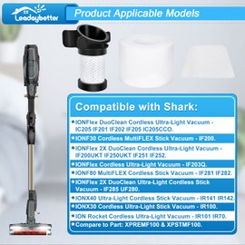 Filters Replacement for Shark IF200UKT DuoClean IONFlex Cordless Vacuums IF100 IF200 IF150 IF160 IF170 IF250UKT IF251 IF201 IF202 IF205 IR100 IR101 IR70 Spare Parts # XPREMF100 & XPSTMF100…