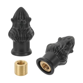 PATIKIL 33 x 16mm Lamp Finials Caps Knob, 2 Set Solid Lamp Shade Top Decoration Screw Cap Nuts with Brass Reducing Adapter for Table Lamps Floor Lamps, Black
