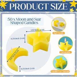 MTLEE 50 Sets Twinkle Twinkle Little Star Party Favor 50 Moon and Star Shaped Candles 50 Thank You Cards with Bags over the Moon Baby Shower Birthday Gender Reveal Party Favors for Guest Boys Girls