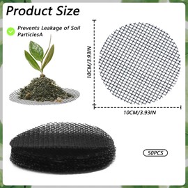 Aecsze 50PCS Flower Pot Hole Mesh Pad, 4 inch Rounds Drainage Hole, Plant Pot Drainage Mat, Plant Potting Mat to Prevent Soil Loss, Gardening Gifts for Friend