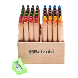 Betzold - Colouring Pencils, 48 Pieces in Wooden Stand, with Sharpener - Colouring Pencils for Painting
