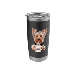 Coffee & Yorkie Cute Yorkie with Coffee Cup Funny Dog Owner Stainless Steel Insulated Tumbler