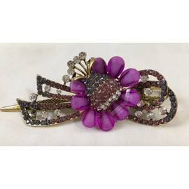 Gorgeous Vintage Jewelry Crystal Flower Design Fashion Hair Clips Hair Pins Hair Sticks - Large Size - Purple Color -For Hair Beauty Tools