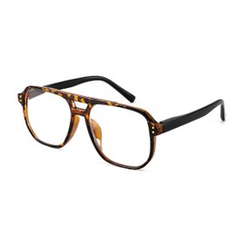 FEISEDY Retro Aviator Reading Glasses Women Men Blue Light Blocking Reader Plastic Lightweight Frame B0071(Leopard,2.5x)