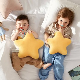 TESICA 2 Pcs Yellow Star Pillow Plush Star Throw Pillow Cute Pillow Aesthetic 3D Star Throw Stuffed Cushion Decorative Gift Room Decor for Bedroom Office Sofa Chair