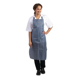 Whites Chefs Apparel Waterproof Bib Apron Nylon Blue And White Stripe Restaurant