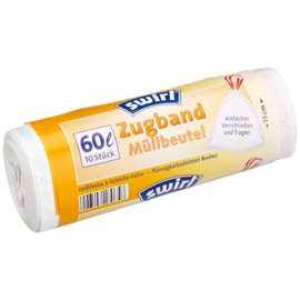 Melitta Swirl Bin Liners with Elastic Drawstring, 60L, Pack of 10