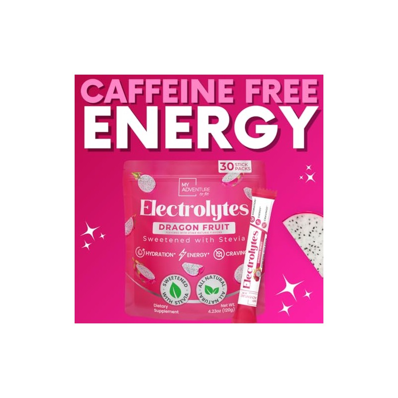 Zero Sugar Dragon Fruit Electrolytes Sticks - Refreshing Hydration -