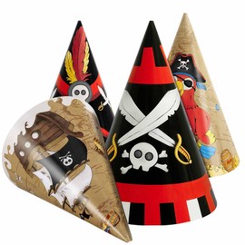 WERNNSAI Pirate Party Hats - 12 PCS Pirate Party Supplies Cone Hats Party Headwear for Kids Boys Birthday Party Decor