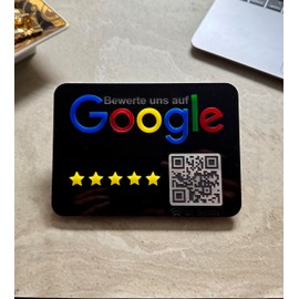 Google Review Sign Stand for Businesses Shops Restaurants to Get Positive Feedback Easily and Quickly with QR Code and NFC (Acrylic Black)