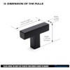 Goldenwarm 5 Pack Black Square T Bar Single Hole Knobs