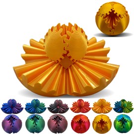 Gear Ball 3D Printed, The Steampunk Whirling Wonder Fidget Ball Toy, Gear Ball 3D Model Cube Fidget Toy, Funny Stress & Anxiety Relaxing Fidget Toy for Adults & Kids (Pink&Gray)