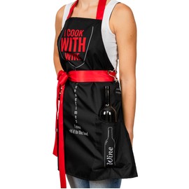 diVinto Woman Cooking Apron with Stopper and Pockets, BBQ apron, Funny Gift for Women and Wine Lover