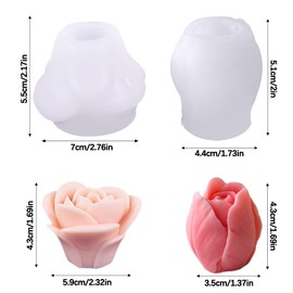 LdawyDE Silikonform Blumen - Gießform Blumenkugel - 2 Stück Silikonform Rose und Tulpenform, Kerzen Formen Silikon Rosen, Geeignet für Kerzenherstellung, Handgefertigte Seifenherstellung