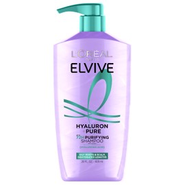 L'Oreal Paris Elvive Hyaluron + Pure 72H Purifying Shampoo for Oily Hair, Clarifying Shampoo with Salicylic Acid and Hyaluronic Acid, 28 Fl Oz