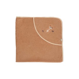 Sterntaler Unisex Bath Towel GOTS Otti - Bath Poncho, Hooded Towel, Bath Towel for Children Striped with Otter Motif - Organic - Brown