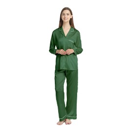 Jasmine Silk Ladies' Pure Silk Pyjamas Set Emerald Green for Women (M(12-14))