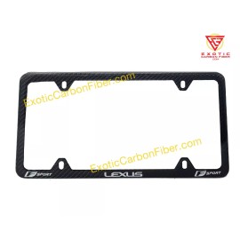 Exotic Carbon Fiber Lexus F Sport Text and Logo 4 Hole  Carbon Fiber License Plate Frame 2x2 Gloss