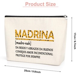 Madrina Gifts Makeup Bag Madrina Appreciation Gift Best Madrina Ever Godmother Zipper Pouch Baptism Gift Madrina Gifts from Godchild Christian Religious Presents Travel Cosmetic Bag