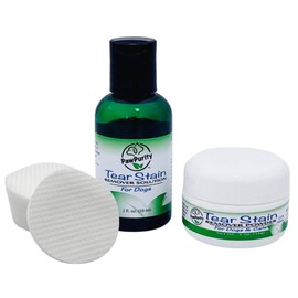 PawPurity Tear Stain Remover Starter Kit for Dogs | Includes Tear Stain Remover Solution 2 oz, Powder .5oz and 30 Application Pads | 100% Natural | Removal Takes About 7-10 Days (30-45 day supply)