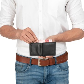 STILORD 'Cody' Mini Leather Vintage Wallet for Men Women Genuine Leather, black, coin purse