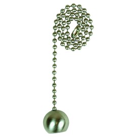 Jandorf 60323 Pull Chain with Nickel Ball, 12" Long Nickel Beaded Chain