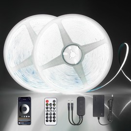Aclorol 24V COB LED Strip Light 3000K Dimmable LED Lights Strip 100FT with Remote Warm White Rope Lights Flexible for Kitchen Bedroom Living Room Shelf Cabinet 320LEDs/M CRI 85+ (2Rolls of 50FT)