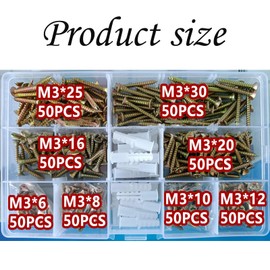 420 Pcs M3 Wood Screws,304 Stainless Steel Wood Screw Flat Head Multipurpose High-Performance Self Tapping Screws Assorted Screws Cross Flat Head Assorted Screws Zinc for Drywall Furniture Repairs