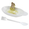 EIKS Ceramic Ginger Grater Plate with Scraper for Grinding Wasabi