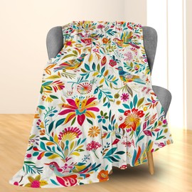 Ti Caldi Whimsical Bird Print Blanket - Soft, Cozy, and Lightweight Flannel Throw Blanket - Perfect for Couch, Bed, Travel, and Outdoor Use - Fuzzy, Fluffy Home Decor Accent 60"x50"