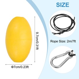 PATIKIL 7FT Float Rope Tow Line, Heavy Duty Buoy Ball Float Leash with Stainless Steel Hook Drift Rope Marker Buoy Float Rope for Fishing Drift Jet-Ski Kayak Boat Accessories, Black