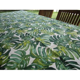 pago poco Spring-Summer 2021 Collection Tablecloth Rectangular Pattern Leaf Palm Tree Green Size: 140 x 180 cm 100% Cotton Made in Italy