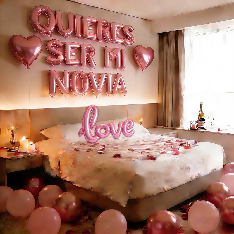 Pink 16" Quieres Ser Mi Novia Balloons Letters Set 10Pcs