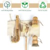 HANGOU Bamboo Dishwashing Brush with Handle Kitchen Scrubber Brush Set