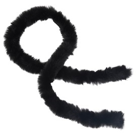 CABODYALS 2M Black Faux Fur Trim Fabric Roll Thick Chenille Stems Furry Decorative Art Strips Shaggy Christmas Winding Garland Ribbon for Sewing Bows Festival Clothes Decor Halloween Diy Craft